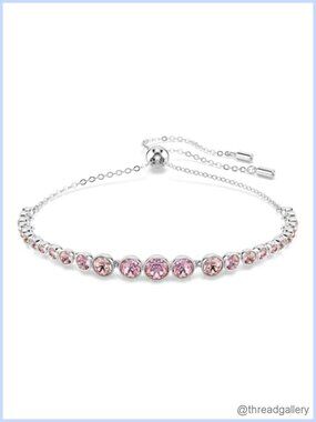 Swarovski Emily Tennis Bracelet Rhodium Finish Adjustable